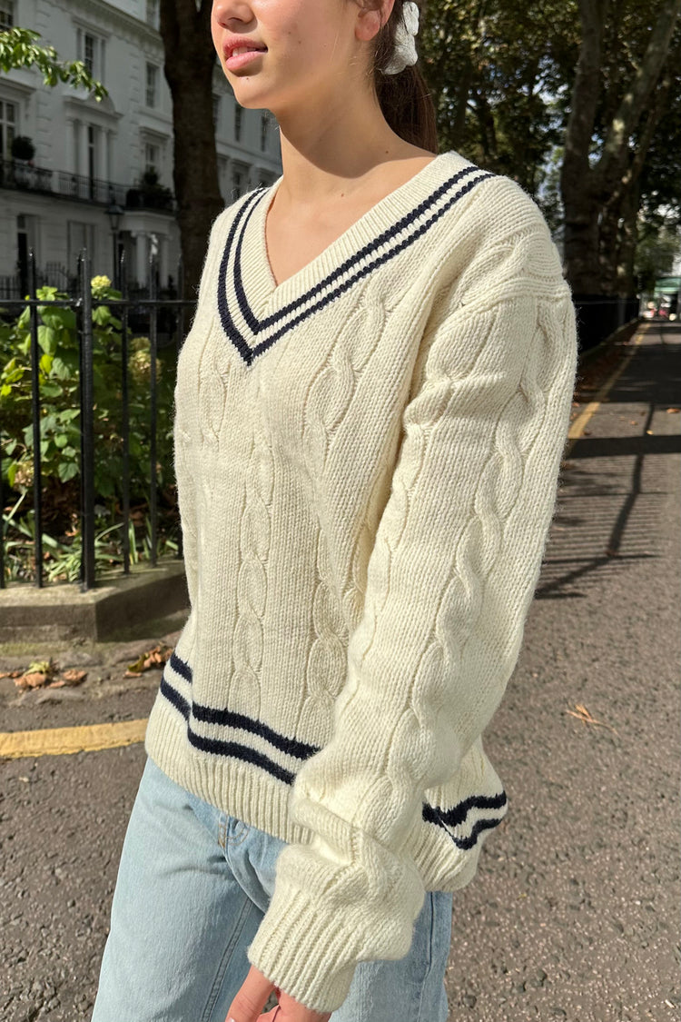 Nikki Trimming Sweater | Ivory / Oversized Fit