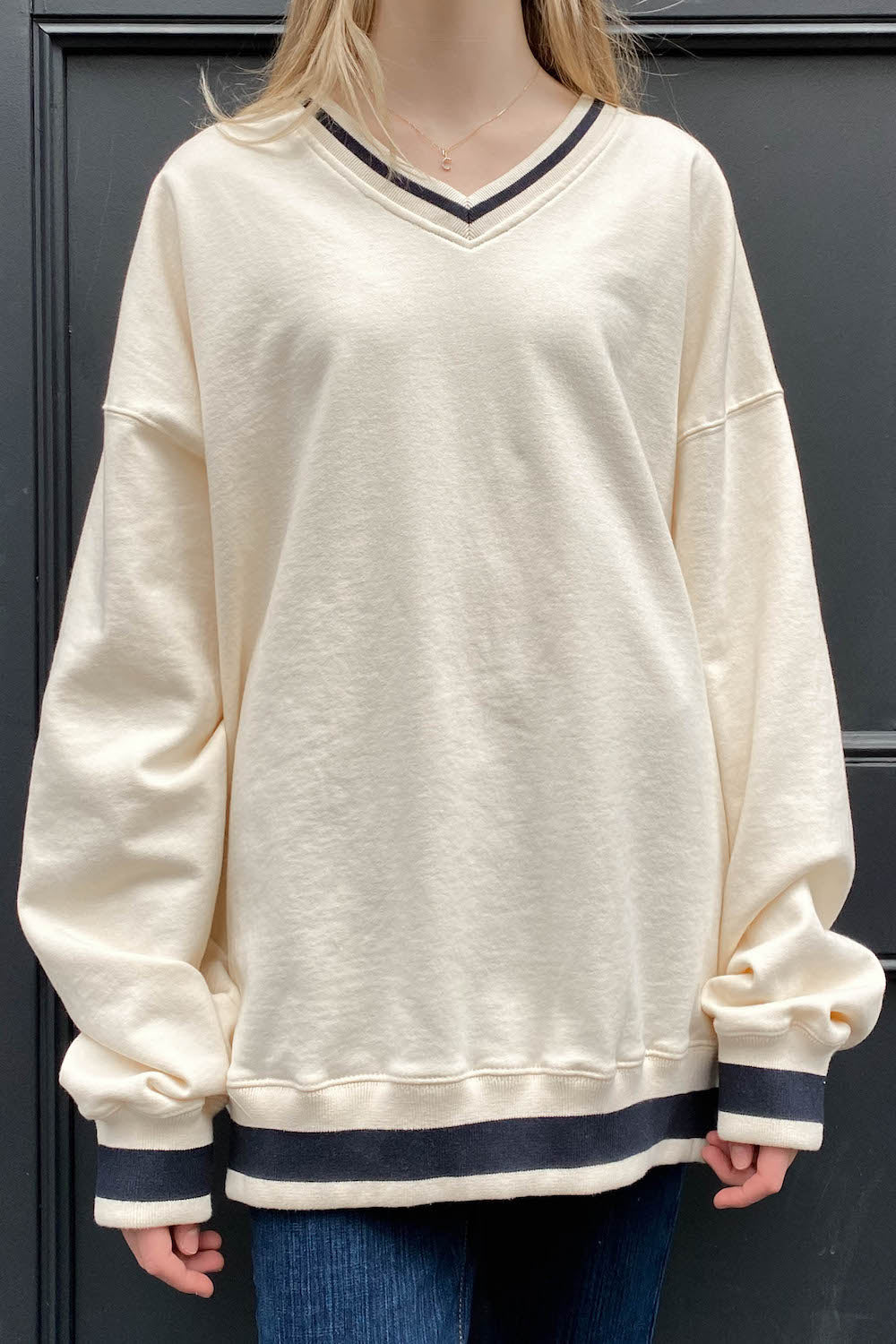 Erica Trimming Sweatshirt | Ivory / Oversized Fit