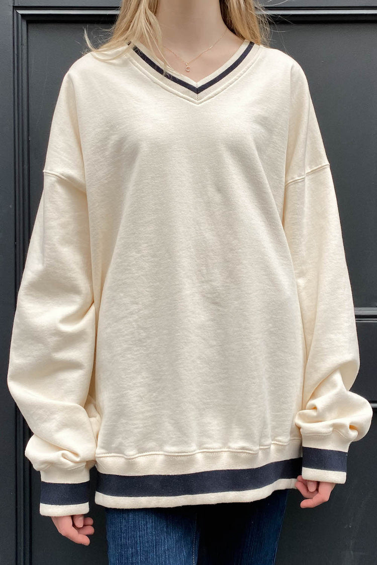 Erica Trimming Sweatshirt | Ivory / Oversized Fit