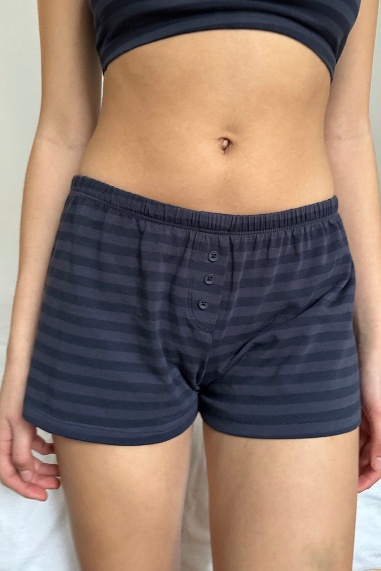 Keira Striped Sweatshorts | Faded Navy Stripes / XS/S