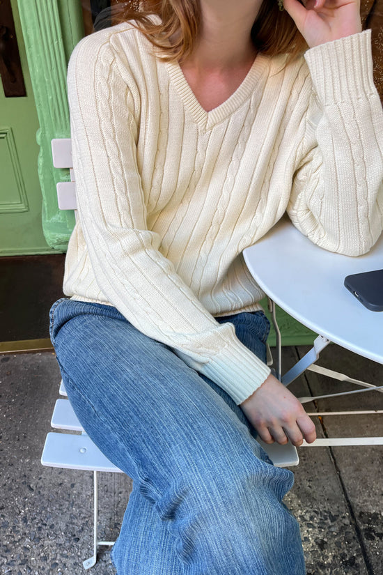 Ida Cotton Cable Knit VNeck Sweater Brandy Melville Europe