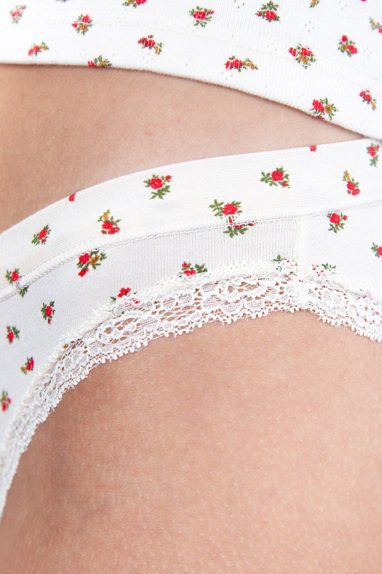 White with Red and Green Floral / XS/S