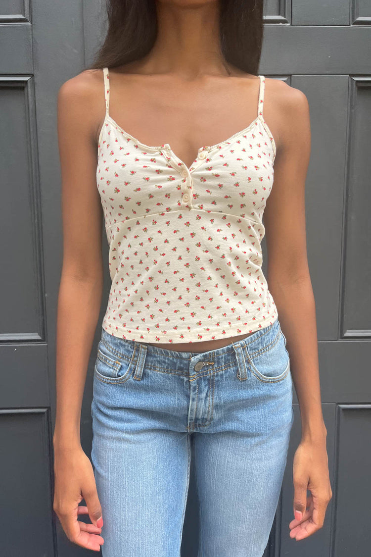 Tiffany Floral Tank | ivory with red and green floral / XS/S