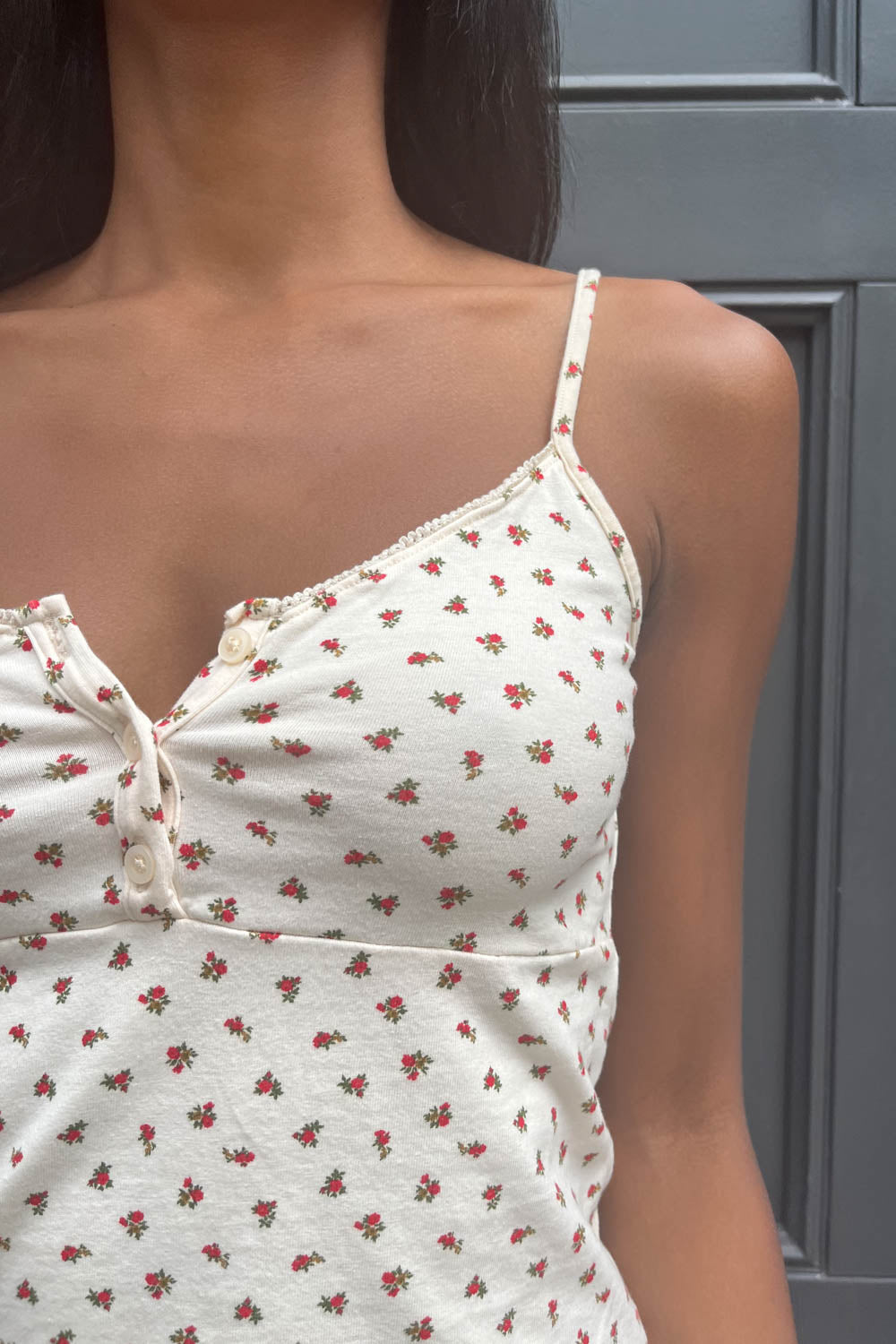 ivory with red and green floral / XS/S
