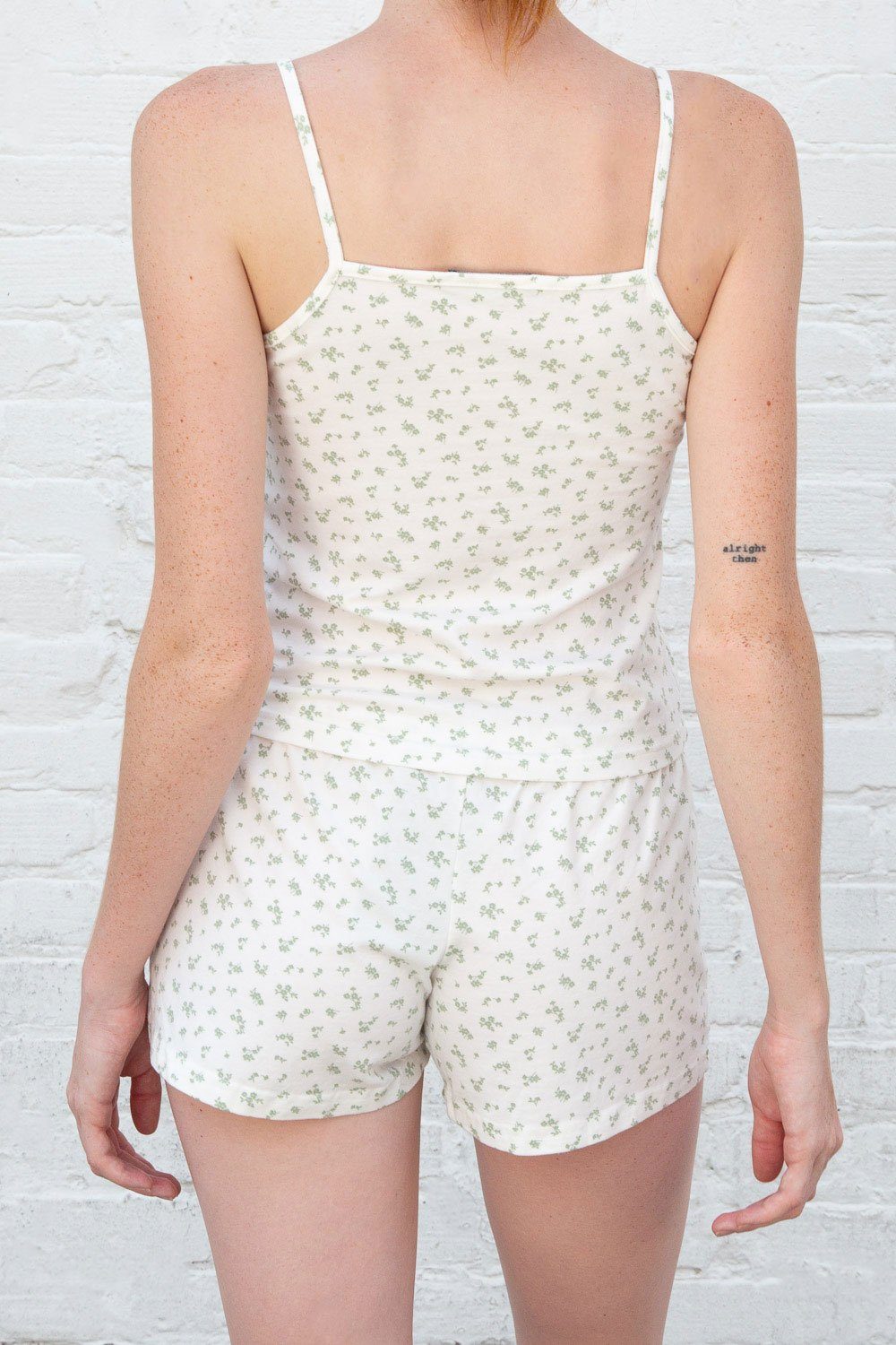 White Sage Green Floral / XS/S